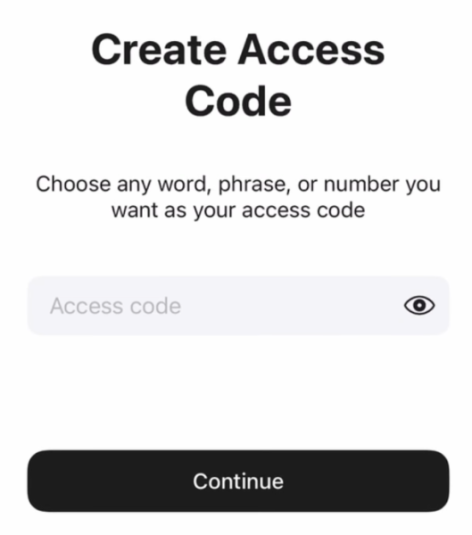 Creating an access code on Tangem