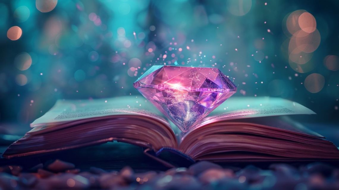 見開き本の上のダイヤモンド