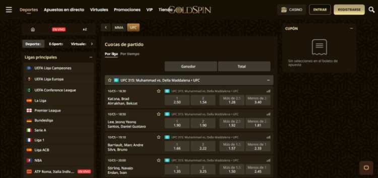 Goldspin permite hacer apuestas sobre ilia topuria con múltiples mercados 