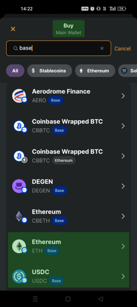 How to find Base tokens in Zengo Wallet