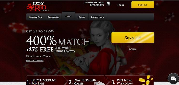 lucky red welcome bonus and sign up