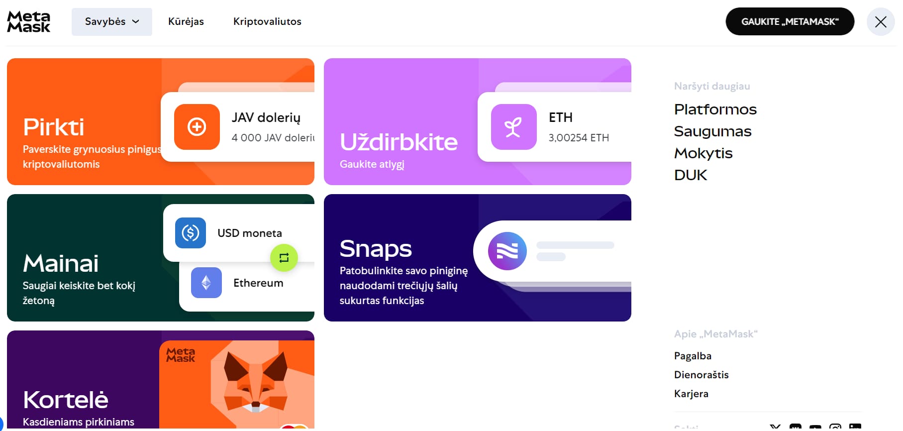 MetaMask features 
