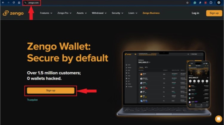 Navigate to Zengo’s Website.