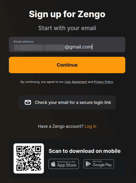 QR code for downloading Zengo