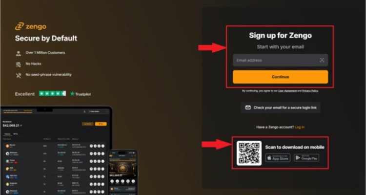 Sign up for Zengo.