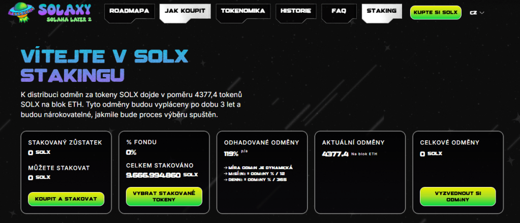 Staking tokenu $SOLX