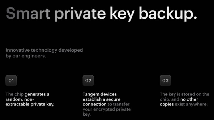 Tangem, how smart private key backup works