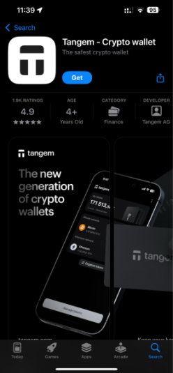 Tangem wallet on Apple App Store