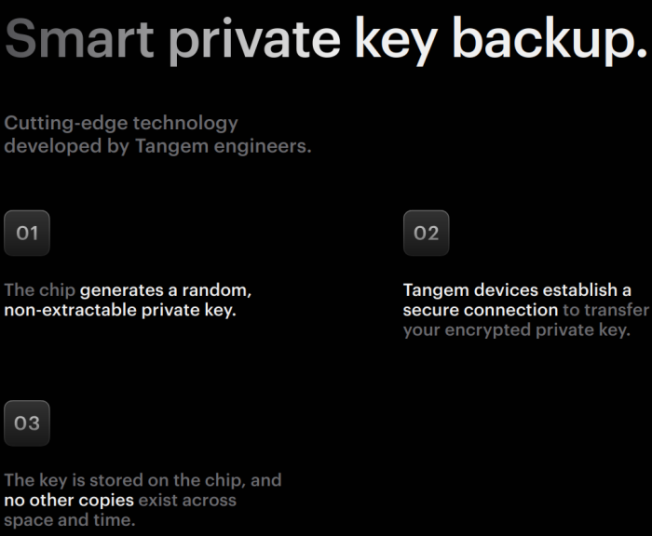 Tangem wallet private key backup system