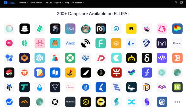 The Ellipal wallet has access to 200+ dApps