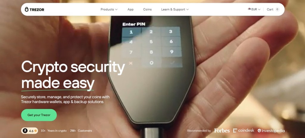 Trezor Model T – Web3 საფულე მაქსიმალური კონტროლით და ბიომეტრიული დაცვით