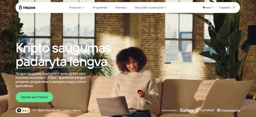 Trezor Model T – aparatinė Web3 piniginė tiems, kurie renkasi maksimalų saugumą
