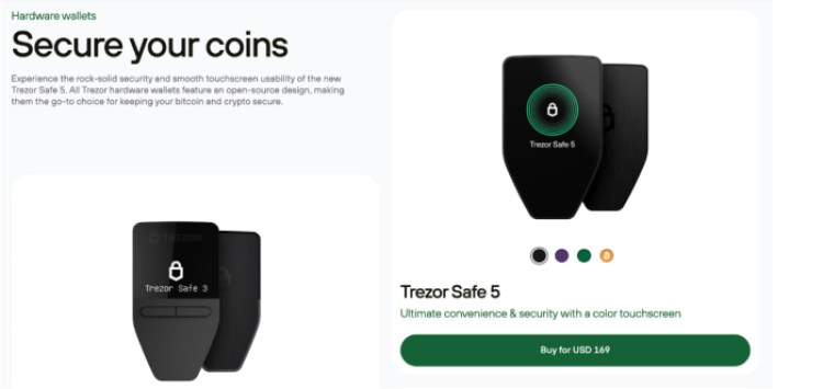 Trezor Wallet products