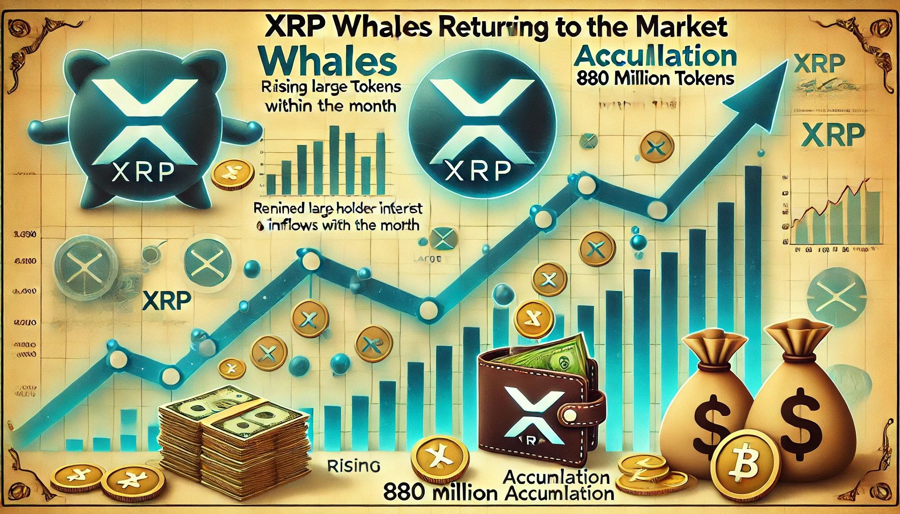 XRP 고래가 돌아 왔습니다 - 이번 달에 880m 토큰이 축적되었습니다.