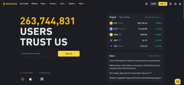 Você pode acessar a Binance para comprar criptomoedas