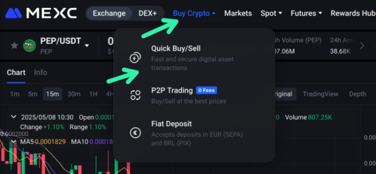 Buying USDT on MEXC