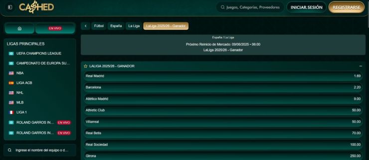 En Cashed encontrarás cientos de apuestas de LaLiga disponibles