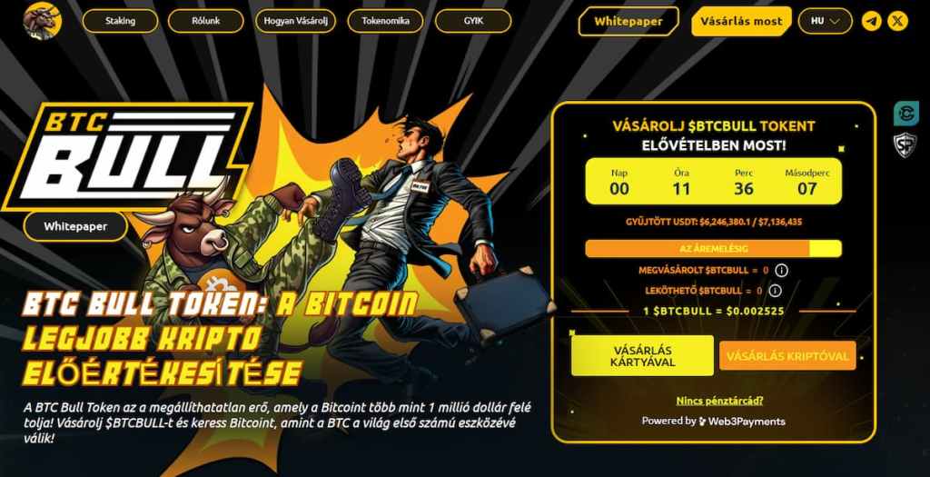 BTC Bull Token – A memecoin, amellyel Bitcoint bányászhatsz