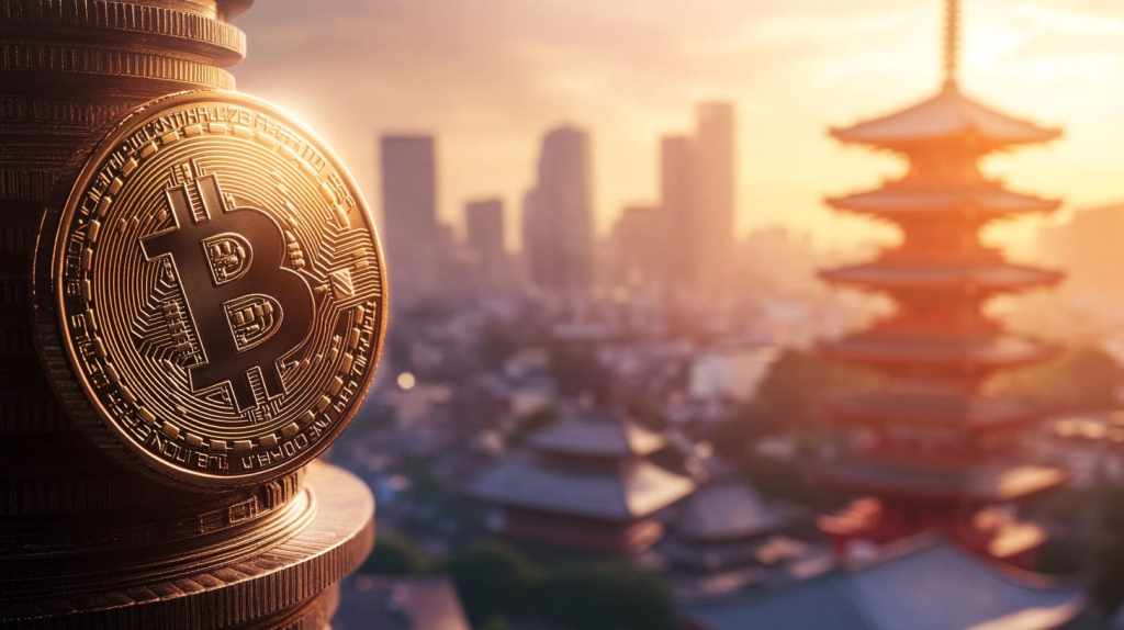 東京の街並みとビットコイン