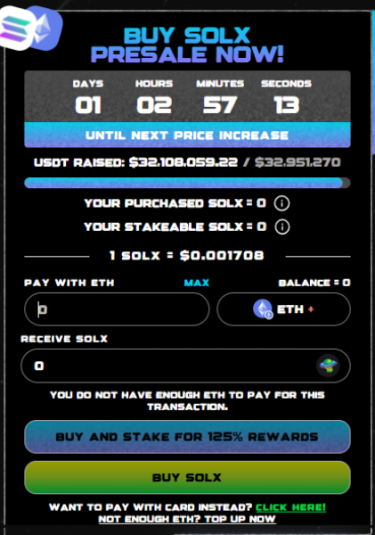 Purchasing $SOLX via Best Wallet. 