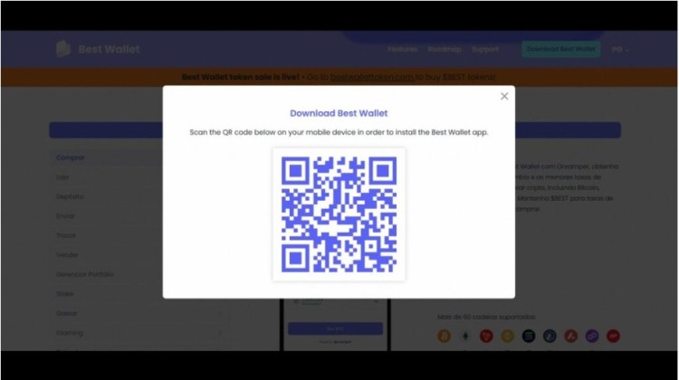 Página para instalar o app Best Wallet