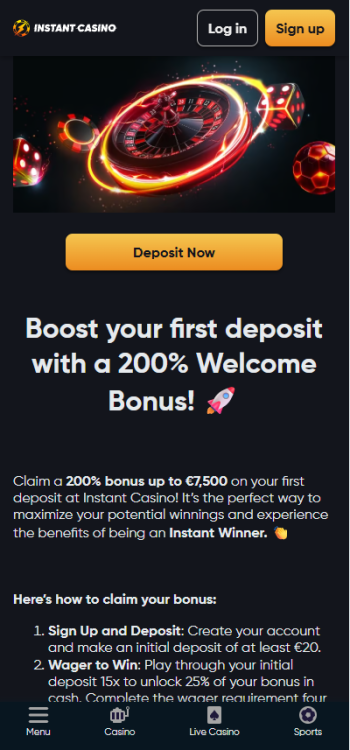 Strona bukmachera Instant Casino