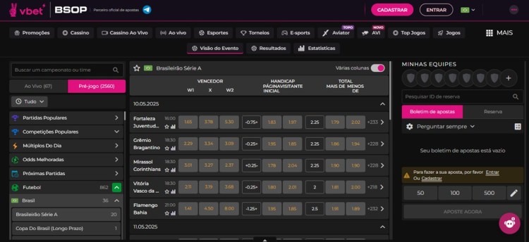 Principais mercados de apostas da VBET