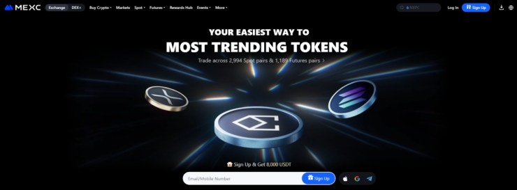 MEXC - pērc un pārdod Ethereum ar zemām komisijām