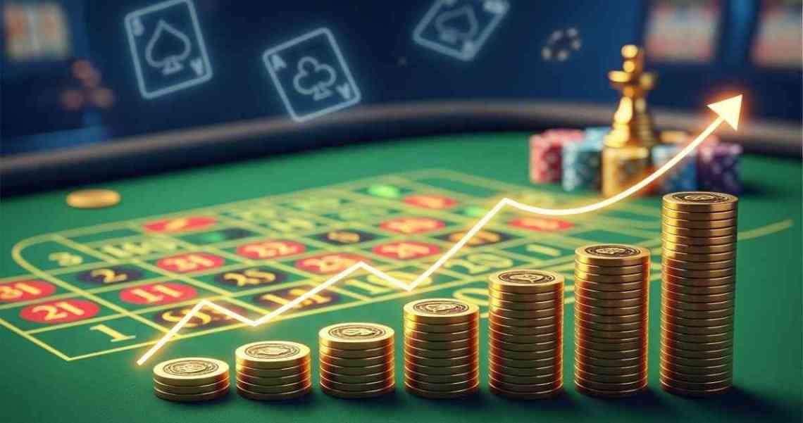 オンラインカジノココモ法の実践戦略を示すルーレットテーブルとチップの図