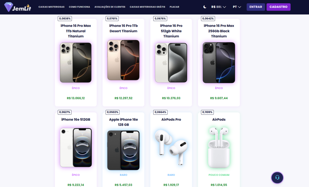 prêmios da caixa iPhone 16