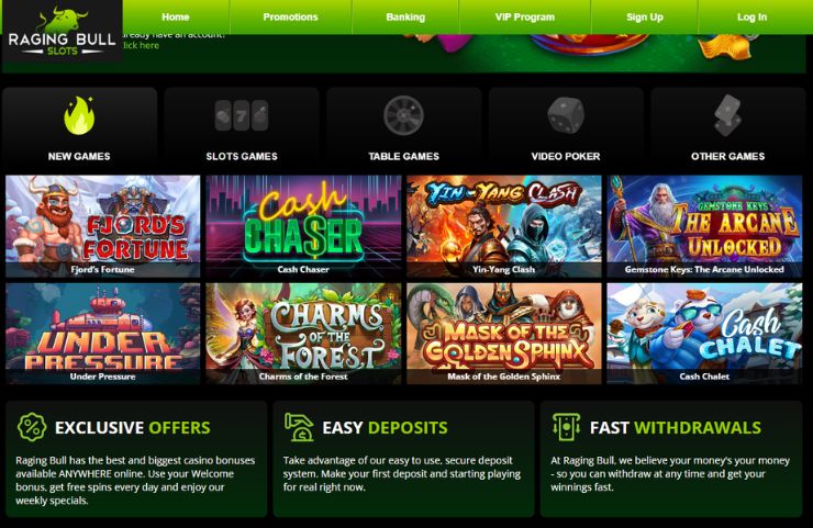 raging bull casino games