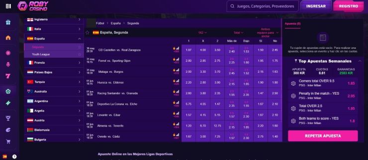 Si los pronósticos de LaLiga no están activos, puedes probar tu suerte en la segunda división