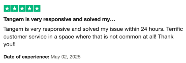 second Tangem review on TrustPilot