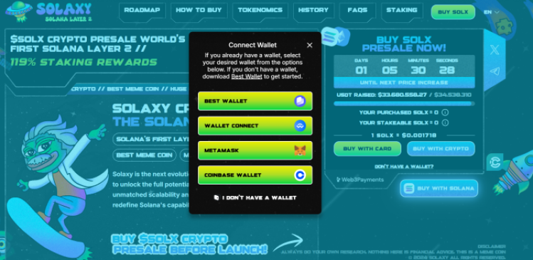 Connect wallet to Solaxy 
