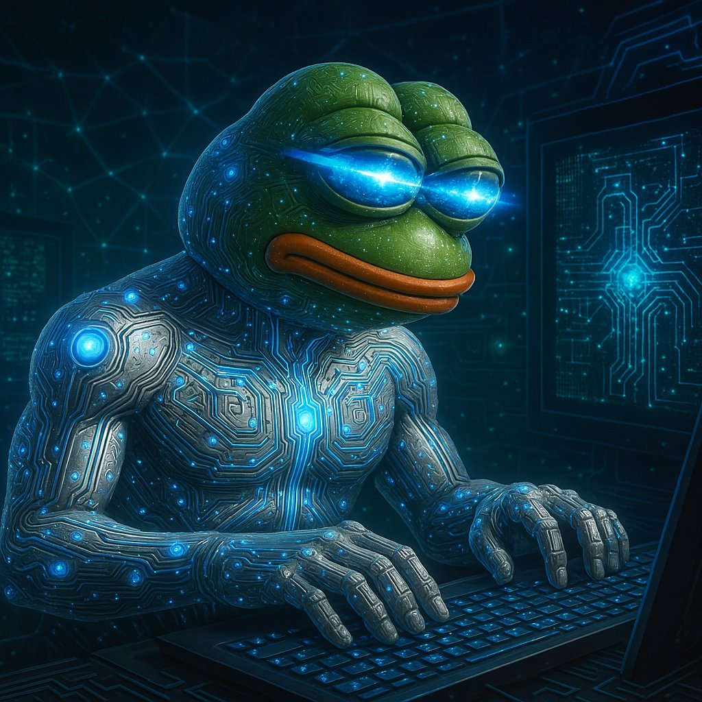 شخصية عملة MIND of Pepe أمام حاسوب