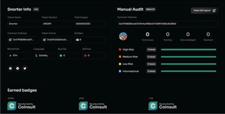 CoinSult’s audit result of Snorter