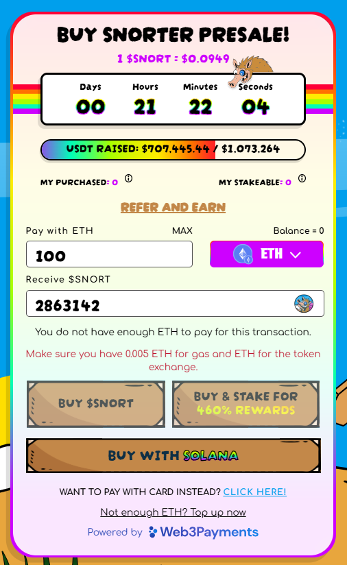 شراء رموز Snorter Token