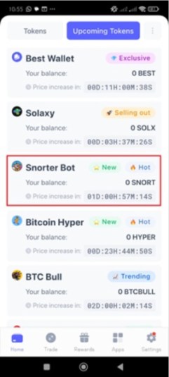 Select $SNORT token in Presale onramper