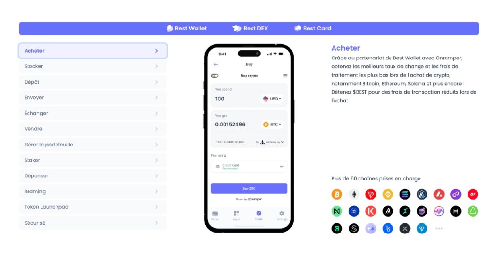 Acheter des cryptos sur Best Wallet
