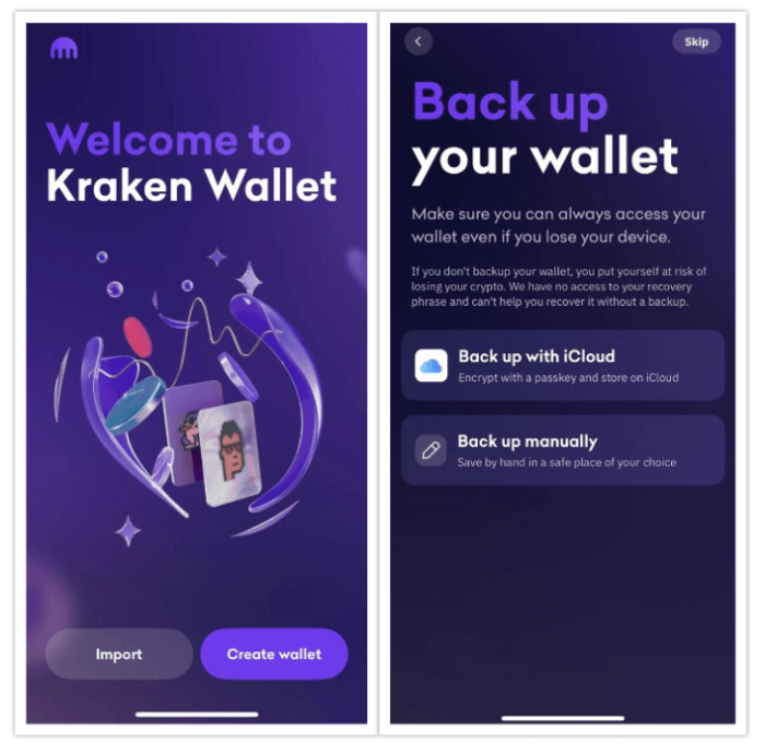 Creating a Kraken Wallet account requires backing up your seed.