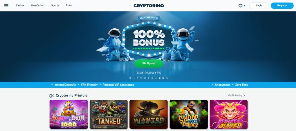 5. Cryptorino – Nova Casa de Apostas com Foco Total em Criptomoedas