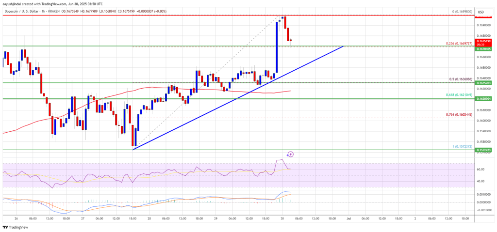 Dogecoin (DOGE) Recovery Sees Uptick — But Lacks Follow‑Through at $0.168