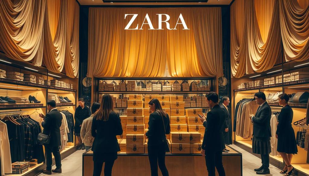 V obrázku je zobrazený počítačový displej s otevřenou webovou stránkou, na které se nachází sekce pro výběr Zara Mystery Boxu. Uživatel si prohlíží různé balíčky, které obsahují překvapení, a zvažuje, na co si dát pozor při jejich výběru.