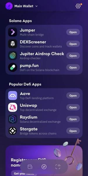 Kraken Wallet has direct integrations for DEXes, NFT marketplaces, and other dApps.