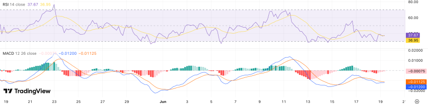 RSI & MACS Cardano koers - bron: TradingView