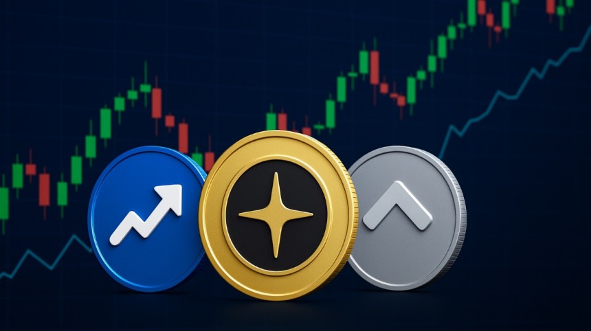 Trzy altcoiny zbliżające się do historycznych maksimów na tle rosnącego wykresu cenowego