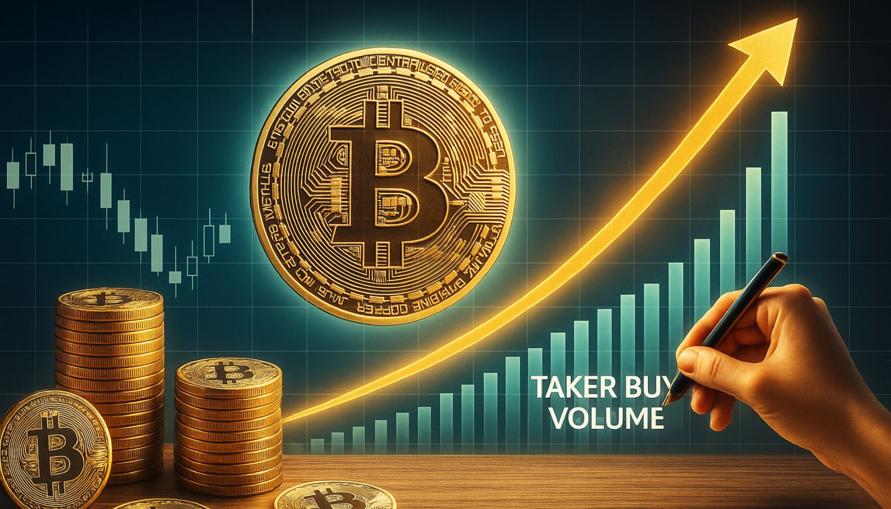 Bitcoin Buy-Side Pressube Surges : Taker는 볼륨 스파이크를 급격히 구매합니다