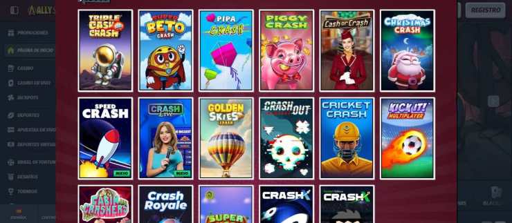 Allyspin incluye la posibilidad de probar juegos Crash gratis sin registro