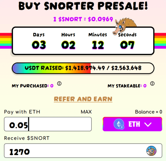 buying snorter token with crypto