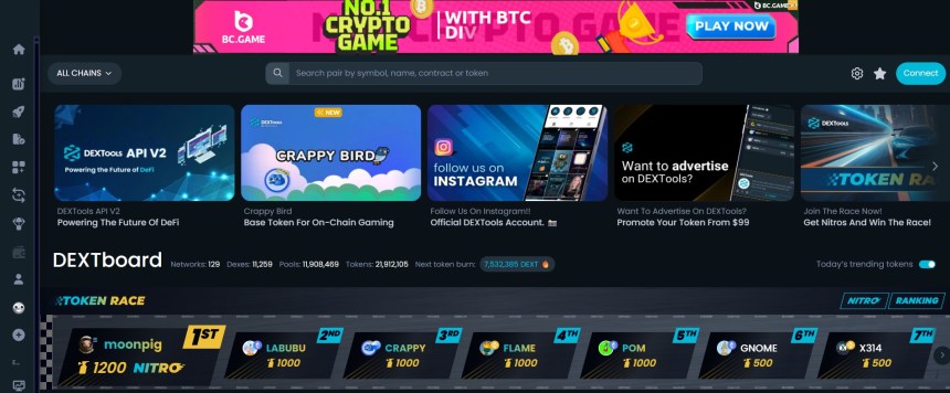 Dextboard é uma plataforma para analise de tokens em DEXs
